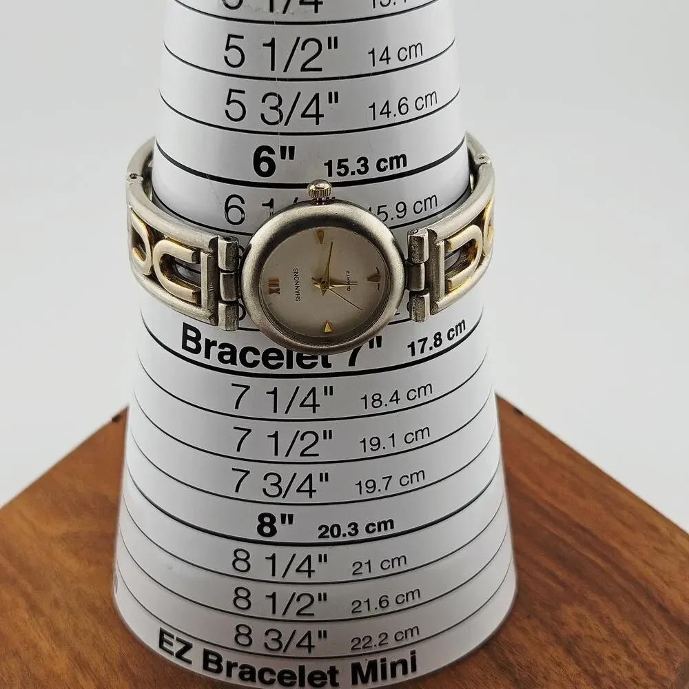 Shannons Silver Tone Bold Statement Link Bracelet Watch Chunky Artsy Classy